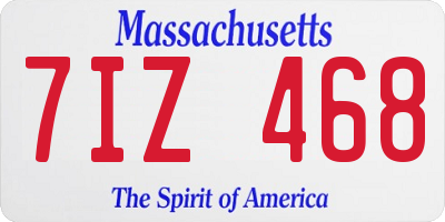 MA license plate 7IZ468