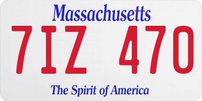 MA license plate 7IZ470