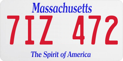 MA license plate 7IZ472
