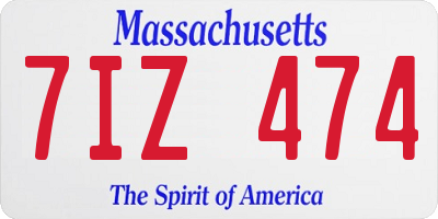 MA license plate 7IZ474