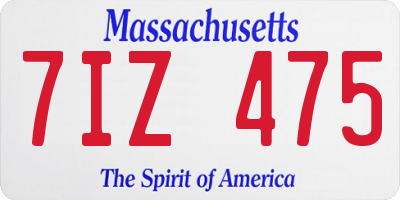 MA license plate 7IZ475