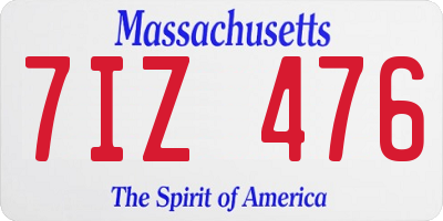 MA license plate 7IZ476