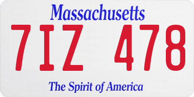 MA license plate 7IZ478