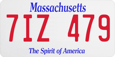 MA license plate 7IZ479