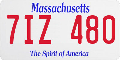 MA license plate 7IZ480