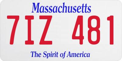 MA license plate 7IZ481