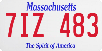 MA license plate 7IZ483