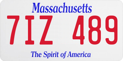 MA license plate 7IZ489