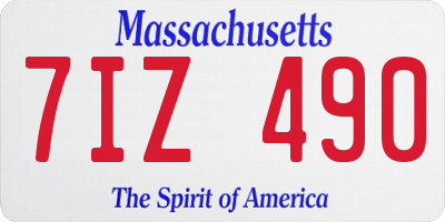 MA license plate 7IZ490
