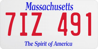 MA license plate 7IZ491