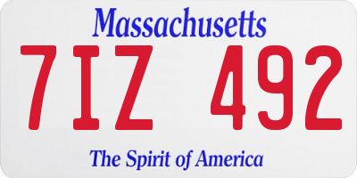 MA license plate 7IZ492