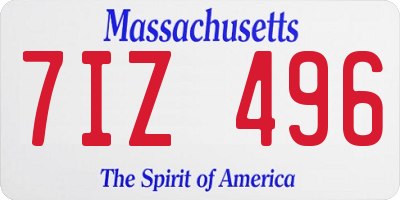 MA license plate 7IZ496