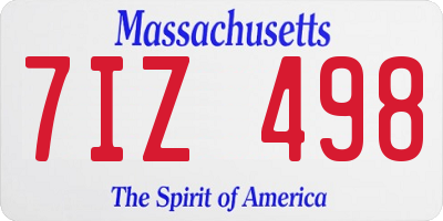 MA license plate 7IZ498