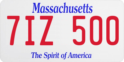 MA license plate 7IZ500