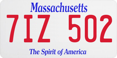 MA license plate 7IZ502