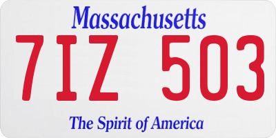 MA license plate 7IZ503