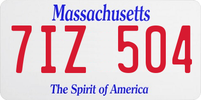 MA license plate 7IZ504