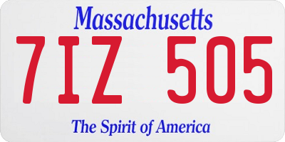 MA license plate 7IZ505