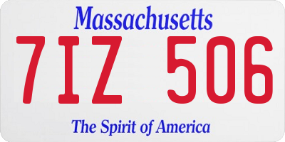 MA license plate 7IZ506