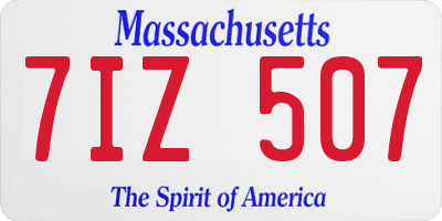 MA license plate 7IZ507