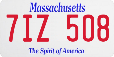 MA license plate 7IZ508