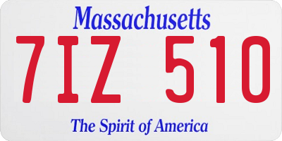 MA license plate 7IZ510