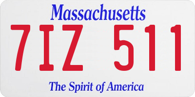 MA license plate 7IZ511