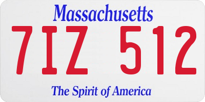 MA license plate 7IZ512