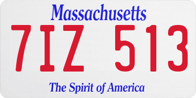 MA license plate 7IZ513