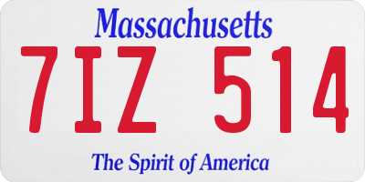 MA license plate 7IZ514