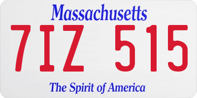 MA license plate 7IZ515