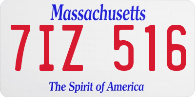 MA license plate 7IZ516