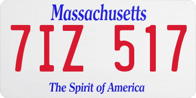 MA license plate 7IZ517