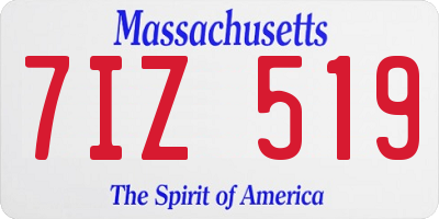 MA license plate 7IZ519