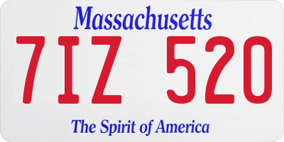 MA license plate 7IZ520