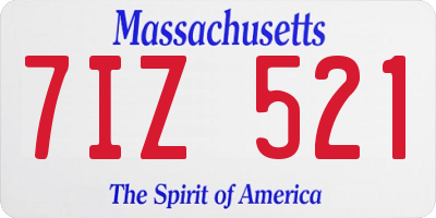 MA license plate 7IZ521