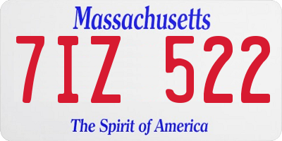 MA license plate 7IZ522