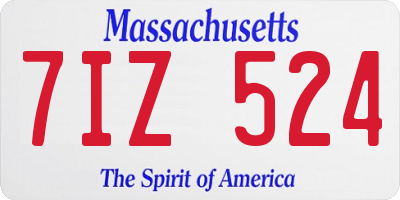 MA license plate 7IZ524