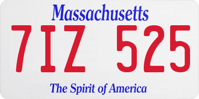 MA license plate 7IZ525
