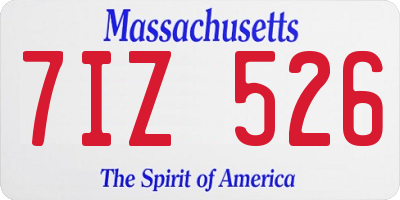 MA license plate 7IZ526