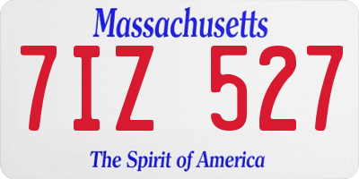MA license plate 7IZ527