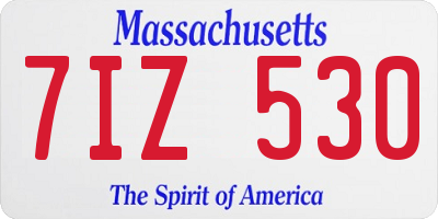 MA license plate 7IZ530