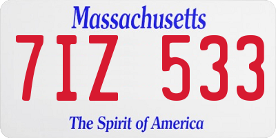 MA license plate 7IZ533