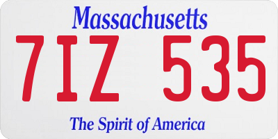 MA license plate 7IZ535