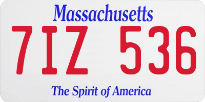 MA license plate 7IZ536