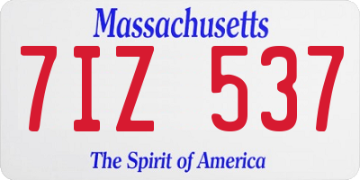 MA license plate 7IZ537