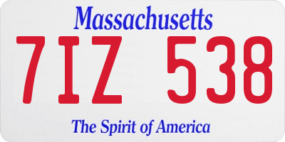 MA license plate 7IZ538