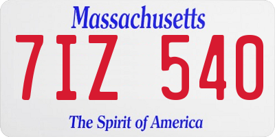MA license plate 7IZ540