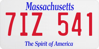 MA license plate 7IZ541