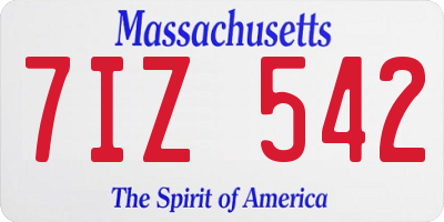 MA license plate 7IZ542